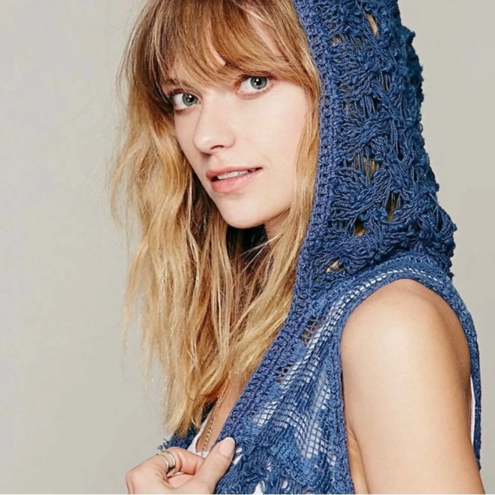 Free People Crazy Love Open Knit Fringe Vest